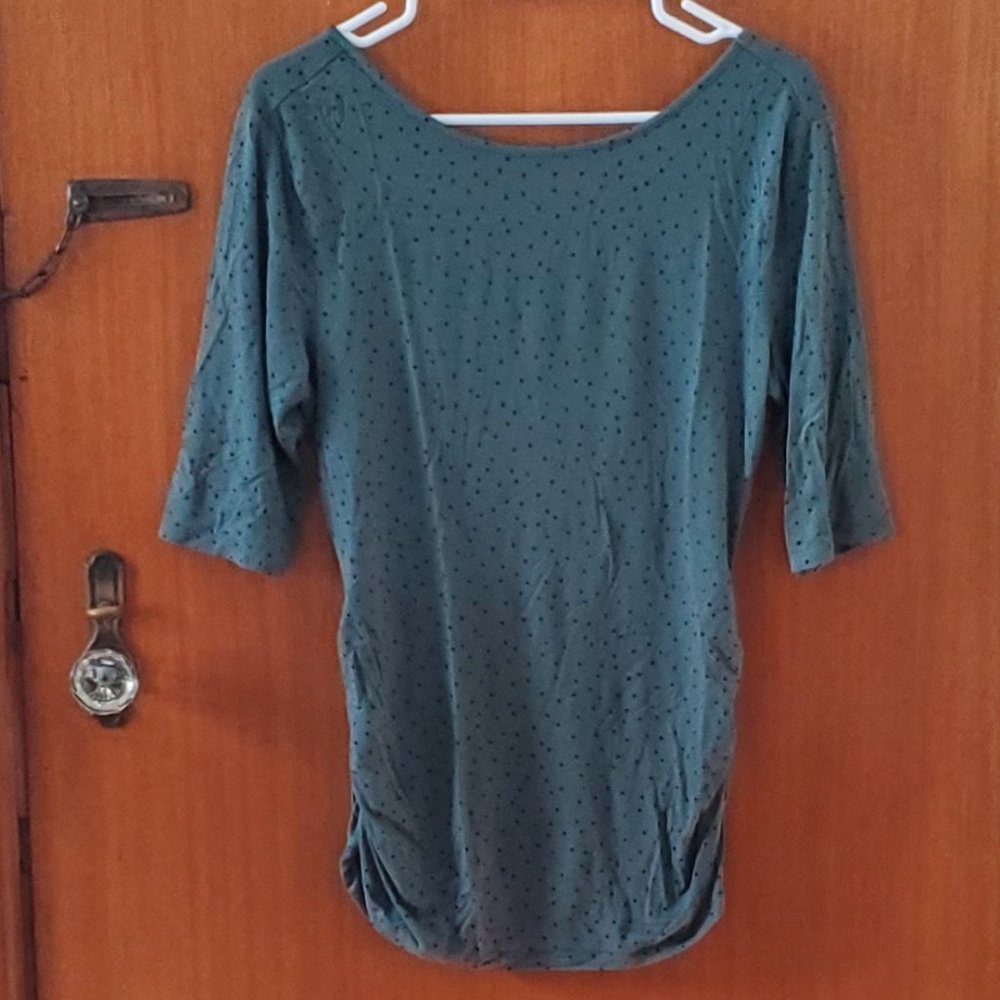 Boden Side Ruched Ballet Back - Green/Teal with Black Polka Dots, Size 12